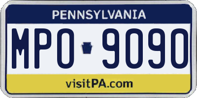 PA license plate MPO9090