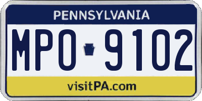PA license plate MPO9102