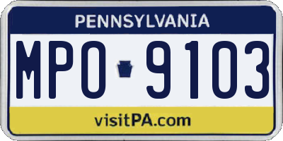 PA license plate MPO9103