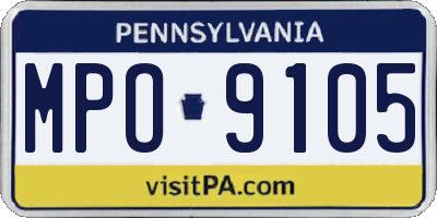 PA license plate MPO9105