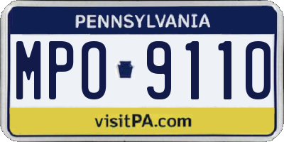 PA license plate MPO9110