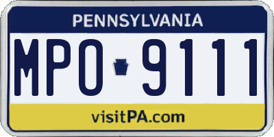 PA license plate MPO9111