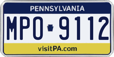 PA license plate MPO9112