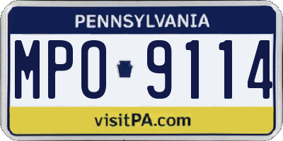PA license plate MPO9114