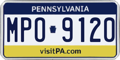 PA license plate MPO9120