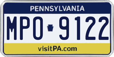 PA license plate MPO9122