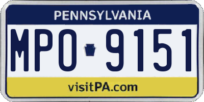 PA license plate MPO9151