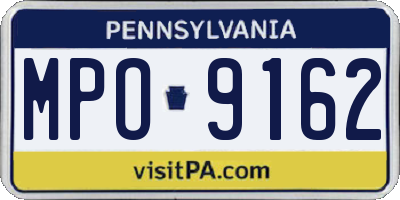 PA license plate MPO9162