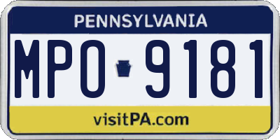 PA license plate MPO9181