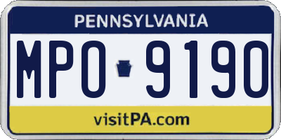 PA license plate MPO9190