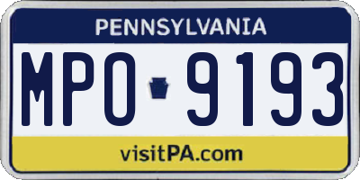 PA license plate MPO9193