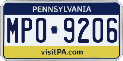 PA license plate MPO9206