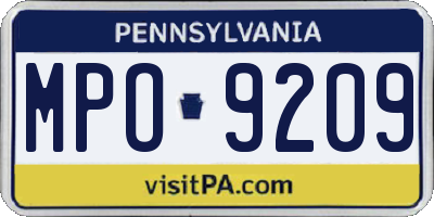 PA license plate MPO9209