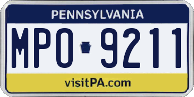 PA license plate MPO9211