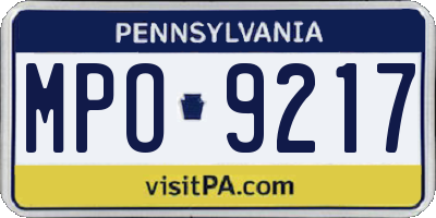 PA license plate MPO9217