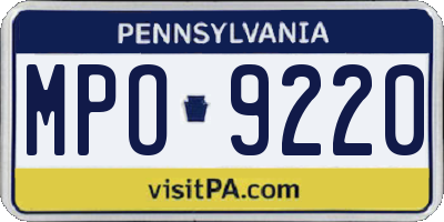 PA license plate MPO9220
