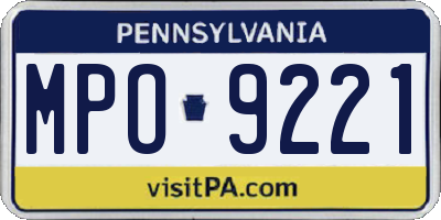 PA license plate MPO9221