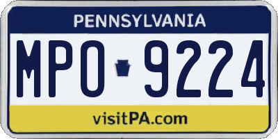 PA license plate MPO9224