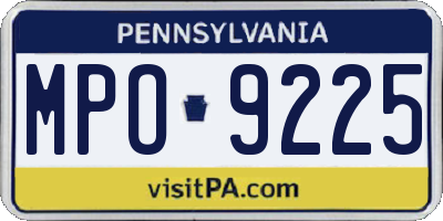 PA license plate MPO9225
