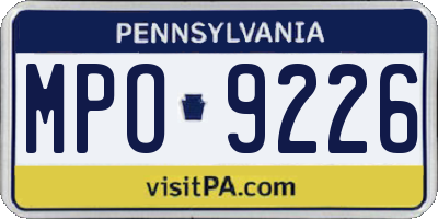 PA license plate MPO9226