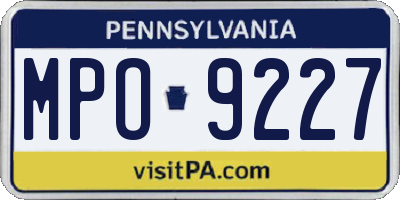 PA license plate MPO9227