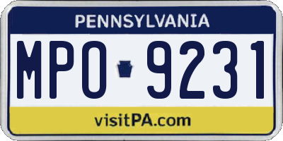 PA license plate MPO9231