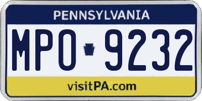 PA license plate MPO9232