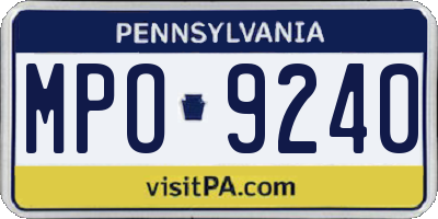 PA license plate MPO9240