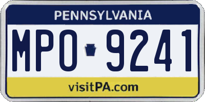 PA license plate MPO9241