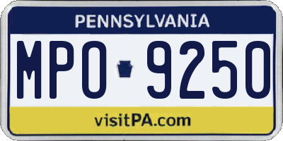 PA license plate MPO9250