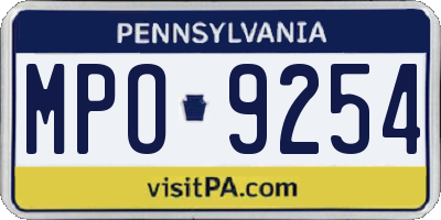 PA license plate MPO9254