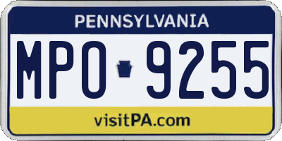 PA license plate MPO9255