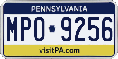 PA license plate MPO9256