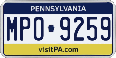 PA license plate MPO9259
