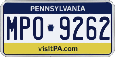 PA license plate MPO9262