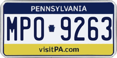 PA license plate MPO9263