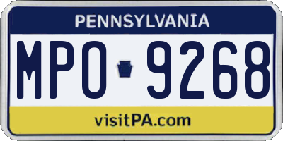 PA license plate MPO9268