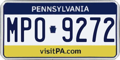 PA license plate MPO9272