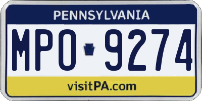 PA license plate MPO9274
