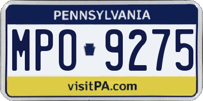 PA license plate MPO9275
