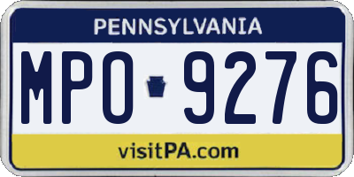 PA license plate MPO9276