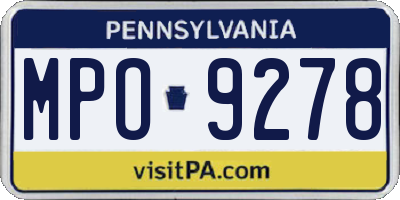 PA license plate MPO9278