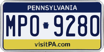 PA license plate MPO9280
