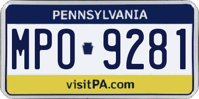 PA license plate MPO9281
