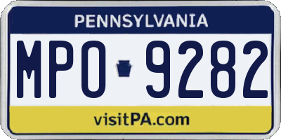 PA license plate MPO9282
