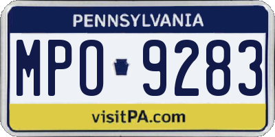 PA license plate MPO9283