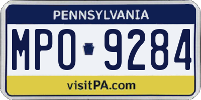 PA license plate MPO9284