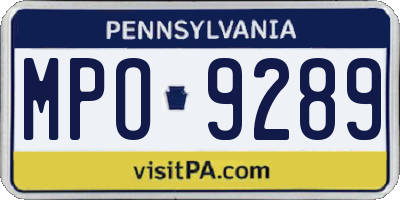 PA license plate MPO9289