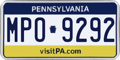 PA license plate MPO9292