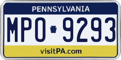 PA license plate MPO9293